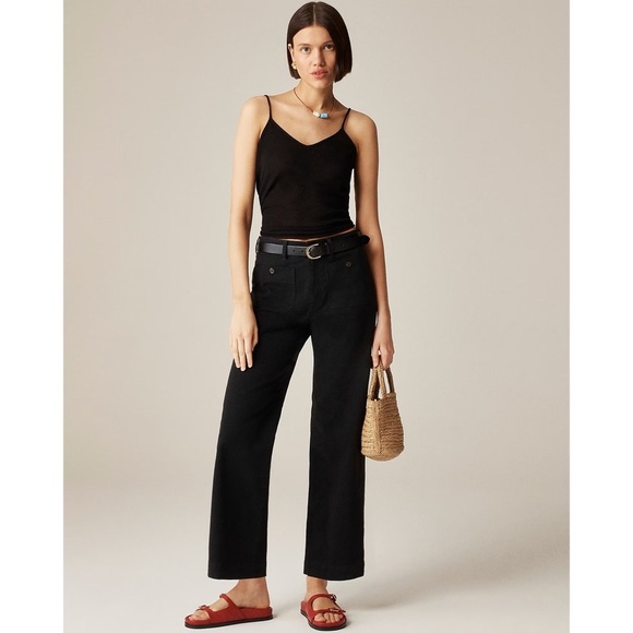 NWT!! J. CREW Sailor Slim Wide Leg Chino Pants Solid Black Nautical 30T 30 Tall - Picture 1 of 16